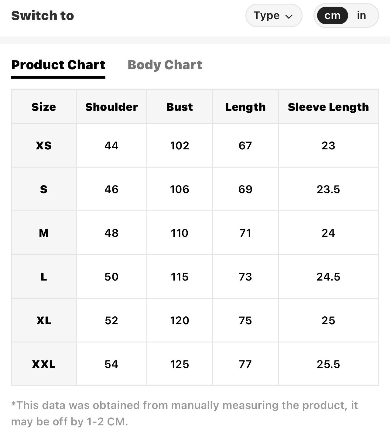 Size Chart